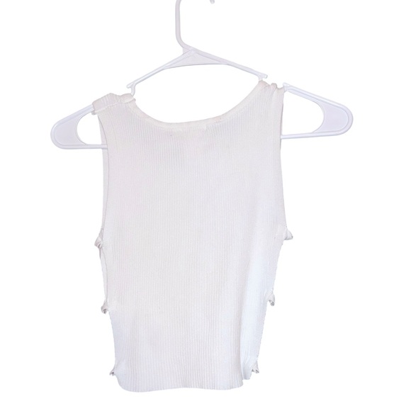 $20 White Silver Hoop Crop Tank Size S - Picture 2 of 3